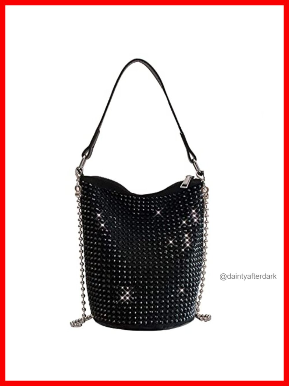Rhinestone Rivets Bling Purse Faux Suede Hobo Bag
